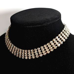 Sparkly Rhinestone Necklace Choker to Collar Length 12-15.5" - Bride Formal Prom